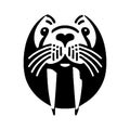 Simple Vector Icon Of Walrus Face Logo Design Illustration. Royalty Free Stock Photo