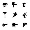 Simple vector icons. Flat illustration on a theme electric work tools Royalty Free Stock Photo