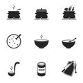 Simple vector icons. Flat illustration on a theme Preparation of soup, soup in a bowl Royalty Free Stock Photo