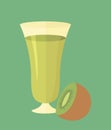 Simple vector illustration with ability to change. Cocktail with kiwi