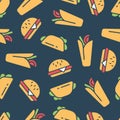 Simple vector illustration with ability to change. Color pattern with burgers