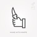 Simple vector illustration with ability to change. Hand with knife