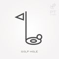 Simple vector illustration with ability to change. Line icon golf hole Royalty Free Stock Photo
