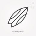 Simple vector illustration with ability to change. Line icon surfboard