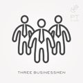 Simple vector illustration with ability to change. Line icon three businessmen Royalty Free Stock Photo