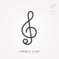 Simple vector illustration with ability to change. Line icon treble clef Royalty Free Stock Photo