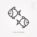 Simple vector illustration with ability to change. Line icon two fishes Royalty Free Stock Photo