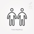 Simple vector illustration with ability to change. Line icon two people Royalty Free Stock Photo