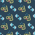 Simple vector illustration with ability to change. Pattern with diving mask