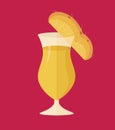 Simple vector illustration with ability to change. Pineapple juice in glass Royalty Free Stock Photo