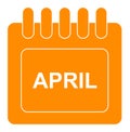 Vector april on monthly calendar orange icon Royalty Free Stock Photo