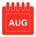 Vector august on monthly calendar red icon