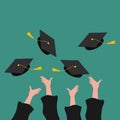 Simple Vector illustration background about a group of college students throwing their cap into the air to celebrate their school