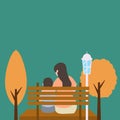 Simple Vector illustration background about young mother talking with her son about goal and purpose of life at home, happy family Royalty Free Stock Photo