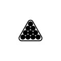 Simple vector illustration of billiard or pool balls arranged in a triangle rack. Royalty Free Stock Photo