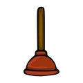 A simple vector illustration of a classic red plunger with a brown handle, presented in a clean, graphic style Royalty Free Stock Photo