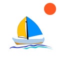 Simple vector illustration design of a sailing boat Royalty Free Stock Photo