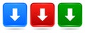 Vector download square button red blue and green colors icon Royalty Free Stock Photo