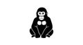 Black and White Cartoon Gorilla Sitting Illustration Royalty Free Stock Photo