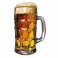 Simple vector illustration, glass filled with beer, hand drawing, white background. Fresh beer. Flat Style Royalty Free Stock Photo