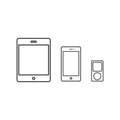 IPad, iPod and iPhone icon vector illustration Royalty Free Stock Photo