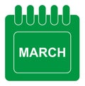Vector march on monthly calendar green icon Royalty Free Stock Photo