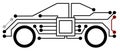 Simple vector illustration of a modern car with digital circuits showing the electronics and artificial intelligence inside which