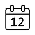 Calendar day twelve date icon