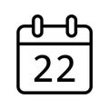 Calendar day twenty two date icon