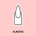 vector illustration nail shape almond pink background