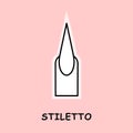 vector illustration nail shape stiletto pink background