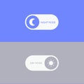 Simple vector illustration of the night and day mode switch buttons with flat sun and moon icons. Royalty Free Stock Photo