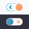 Simple vector illustration of the night and day mode switch buttons with flat sun and moon icons Royalty Free Stock Photo