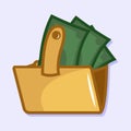 Simple vector illustration of an open wallet filled with money Royalty Free Stock Photo
