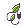 Eco-friendly electrical plug-in cord clean energy Icon