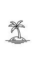 Simple vector illustration of a palm tree on a small island. The tree features five large Royalty Free Stock Photo
