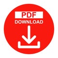 Vector Pdf file download button red color icon Royalty Free Stock Photo