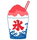 Simple vector illustration of strawberry flavor shaved ice in a cup.