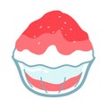 Simple vector illustration of strawberry-flavored shaved ice in a glass bow.l