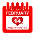 Vector valentines day calendar red color icon Royalty Free Stock Photo