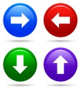 Vector up down next back round button icon set Royalty Free Stock Photo