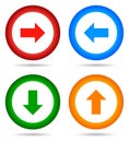 Vector up down next back round button icon set