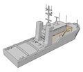 Simple vector illustration of a white navy battle ship Royalty Free Stock Photo