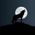 simple vector illustration - wolf stands on a hill