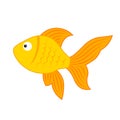 Simple vector illustration of yellow fish for children. aquarium small cartoon cute gold fish Royalty Free Stock Photo