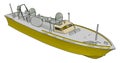 Simple vector illustration of an yellow and grey navy ship Royalty Free Stock Photo