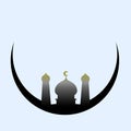 Simple  image of a mosque and crescent moon icon Royalty Free Stock Photo