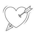 Simple vector isolated icon. Heart pierced by Cupid broken arrow. Illustration on the theme of love and Valentine Day in the style Royalty Free Stock Photo