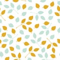 Simple vector leaves pattern. Autumn leaves seamless pattern on white background Royalty Free Stock Photo