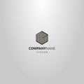 Simple vector line art geometric logo of hexagonal striped construction